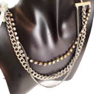 Aeropostale Elegant Gold and Silver three Chain Necklace